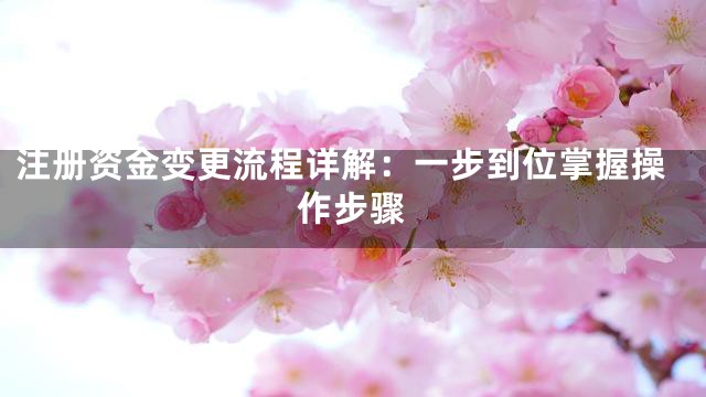 注册资金变更流程详解：一步到位掌握操作步骤