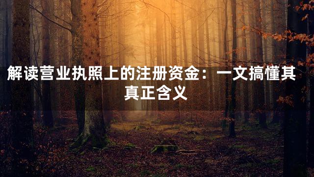 解读营业执照上的注册资金：一文搞懂其真正含义