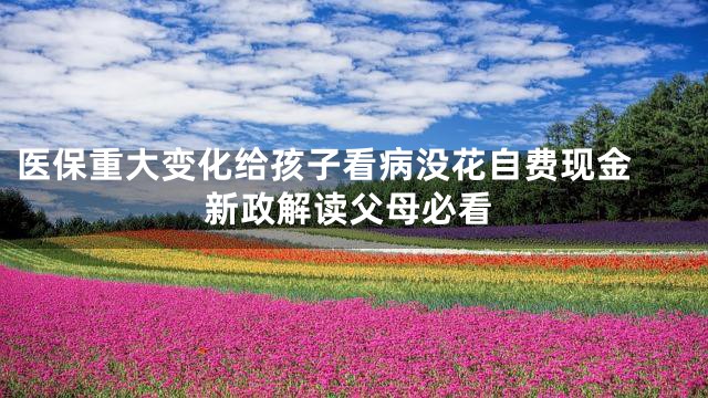 医保重大变化给孩子看病没花自费现金 新政解读父母必看