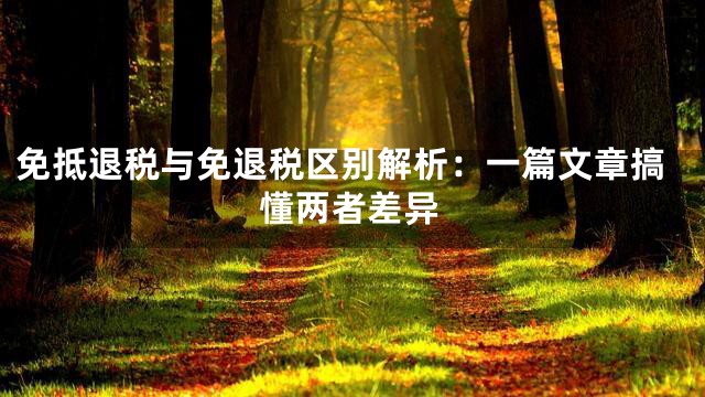 免抵退税与免退税区别解析：一篇文章搞懂两者差异