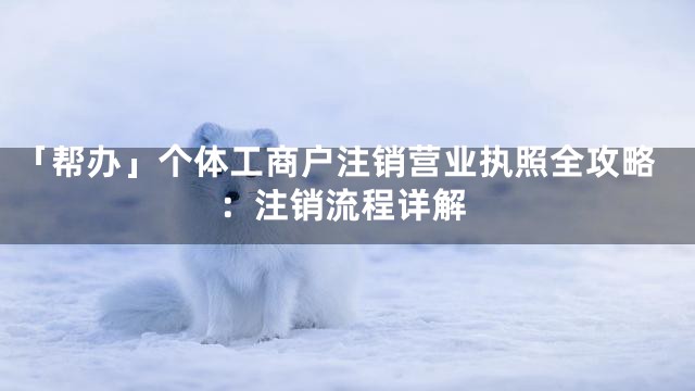 「帮办」个体工商户注销营业执照全攻略：注销流程详解