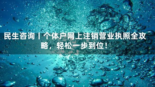民生咨询丨个体户网上注销营业执照全攻略，轻松一步到位！