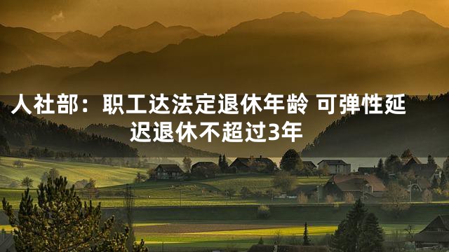 人社部：职工达法定退休年龄 可弹性延迟退休不超过3年