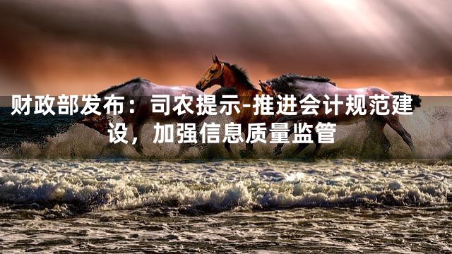 财政部发布：司农提示-推进会计规范建设，加强信息质量监管