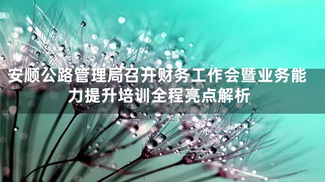 安顺公路管理局召开财务工作会暨业务能力提升培训全程亮点解析