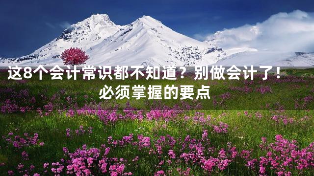 这8个会计常识都不知道？别做会计了！必须掌握的要点