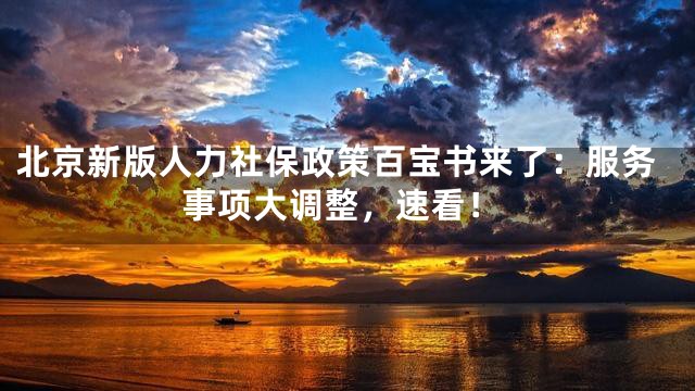 北京新版人力社保政策百宝书来了：服务事项大调整，速看！