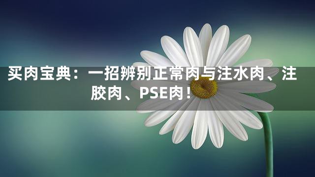 买肉宝典：一招辨别正常肉与注水肉、注胶肉、PSE肉！