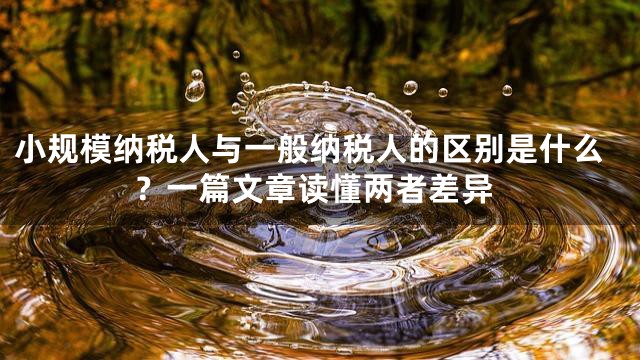 小规模纳税人与一般纳税人的区别是什么？一篇文章读懂两者差异