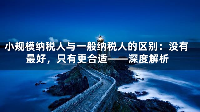 小规模纳税人与一般纳税人的区别：没有最好，只有更合适——深度解析