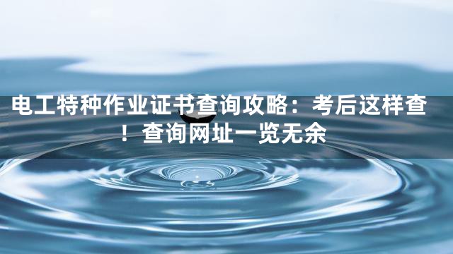 电工特种作业证书查询攻略：考后这样查！查询网址一览无余