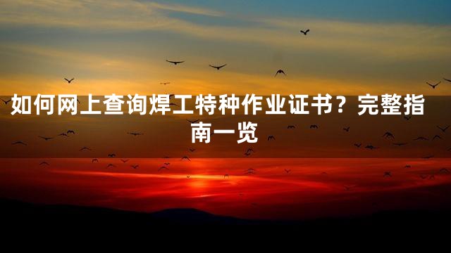 如何网上查询焊工特种作业证书？完整指南一览