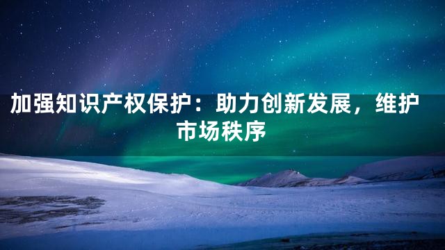 加强知识产权保护：助力创新发展，维护市场秩序