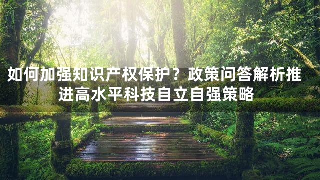 如何加强知识产权保护？政策问答解析推进高水平科技自立自强策略