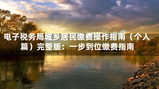 电子税务局城乡居民缴费操作指南（个人篇）完整版：一步到位缴费指南