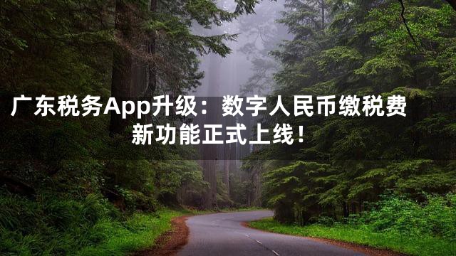 广东税务App升级：数字人民币缴税费新功能正式上线！