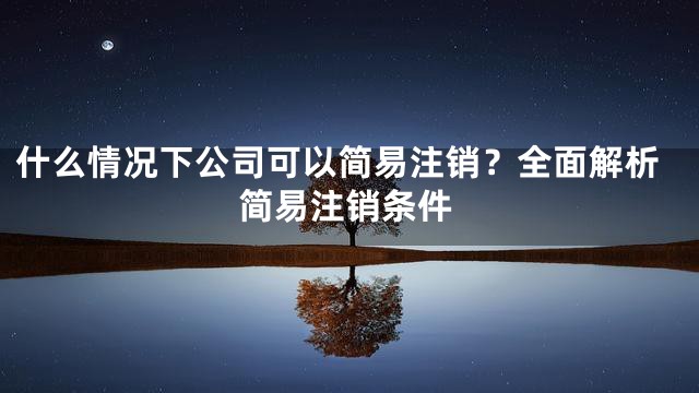 什么情况下公司可以简易注销？全面解析简易注销条件