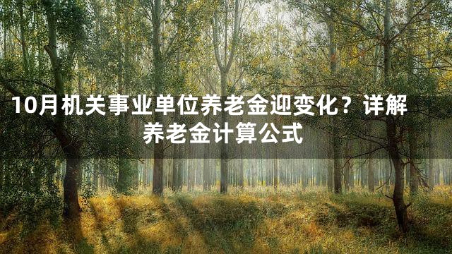 10月机关事业单位养老金迎变化？详解养老金计算公式