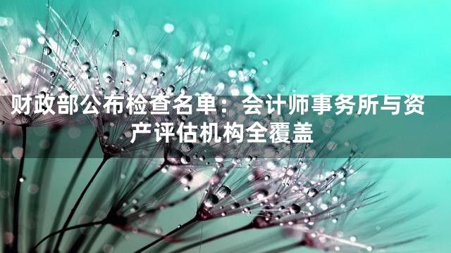 财政部公布检查名单：会计师事务所与资产评估机构全覆盖