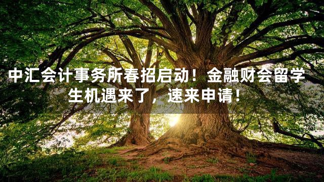 中汇会计事务所春招启动！金融财会留学生机遇来了，速来申请！