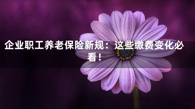 企业职工养老保险新规：这些缴费变化必看！