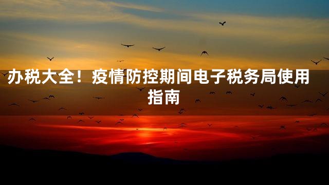 办税大全！疫情防控期间电子税务局使用指南
