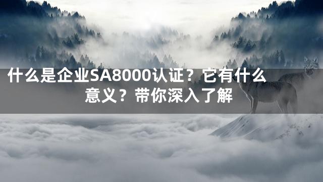 什么是企业SA8000认证？它有什么意义？带你深入了解