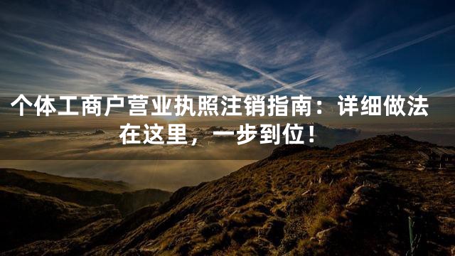 个体工商户营业执照注销指南：详细做法在这里，一步到位！