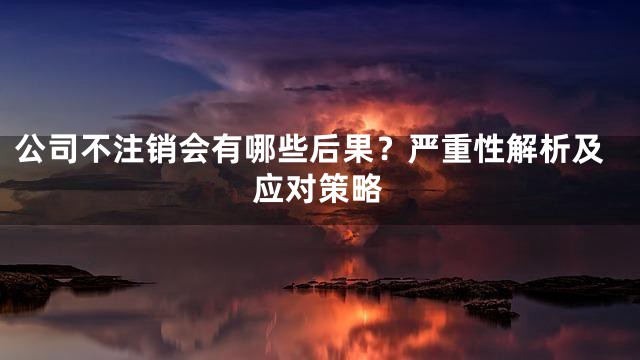 公司不注销会有哪些后果？严重性解析及应对策略
