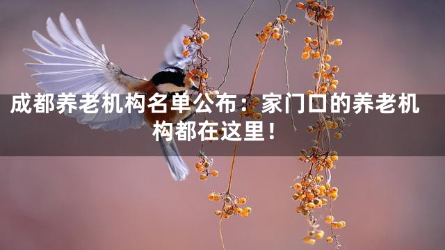 成都养老机构名单公布：家门口的养老机构都在这里！