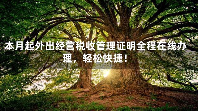 本月起外出经营税收管理证明全程在线办理，轻松快捷！