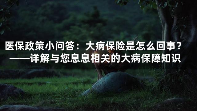 医保政策小问答：大病保险是怎么回事？——详解与您息息相关的大病保障知识
