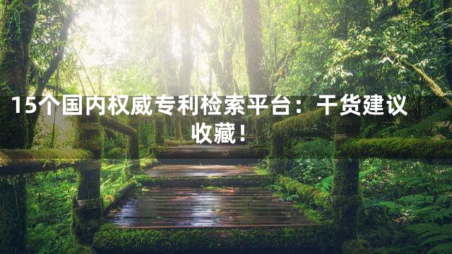 15个国内权威专利检索平台：干货建议收藏！