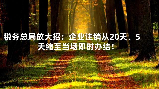 税务总局放大招：企业注销从20天、5天缩至当场即时办结！