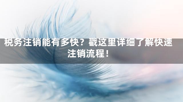 税务注销能有多快？戳这里详细了解快速注销流程！