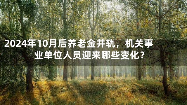 2024年10月后养老金并轨，机关事业单位人员迎来哪些变化？