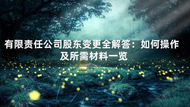 有限责任公司股东变更全解答：如何操作及所需材料一览