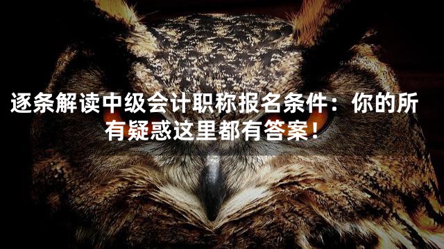 逐条解读中级会计职称报名条件：你的所有疑惑这里都有答案！