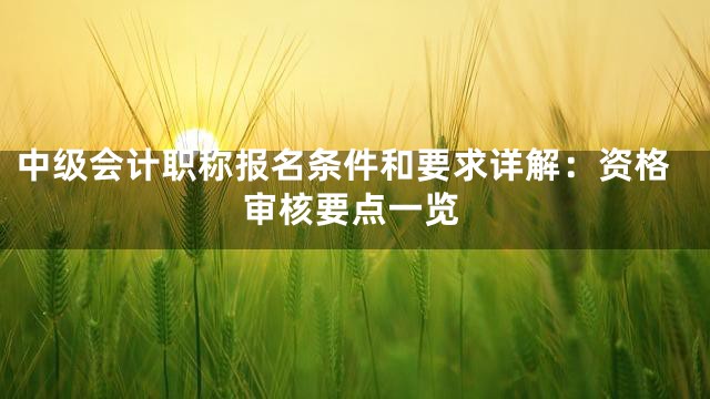 中级会计职称报名条件和要求详解：资格审核要点一览