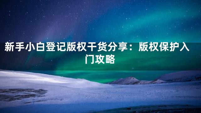新手小白登记版权干货分享：版权保护入门攻略