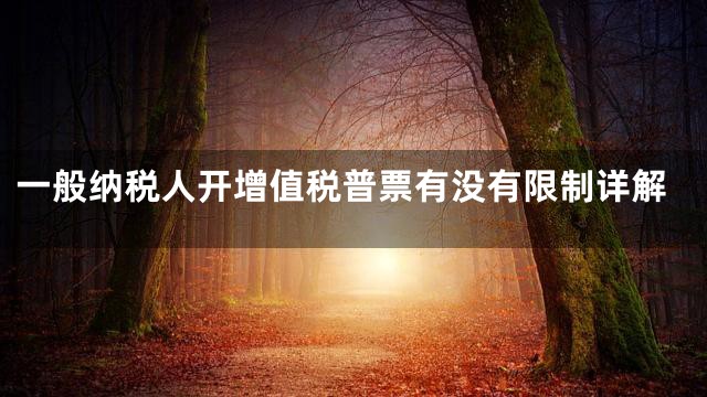 一般纳税人开增值税普票有没有限制详解