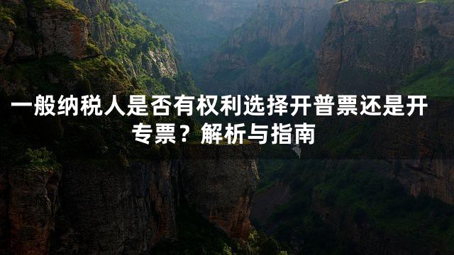 一般纳税人是否有权利选择开普票还是开专票？解析与指南