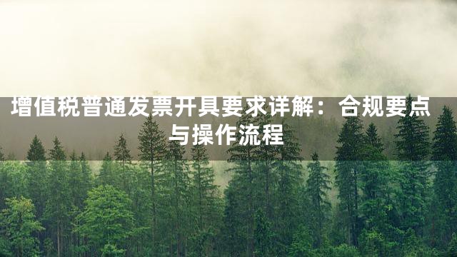 增值税普通发票开具要求详解：合规要点与操作流程