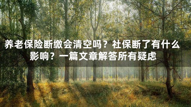 养老保险断缴会清空吗？社保断了有什么影响？一篇文章解答所有疑虑