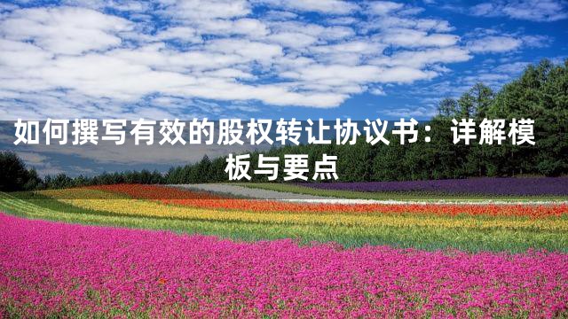 如何撰写有效的股权转让协议书：详解模板与要点