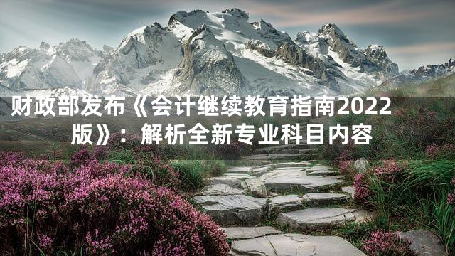 财政部发布《会计继续教育指南2022版》：解析全新专业科目内容