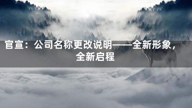 官宣：公司名称更改说明——全新形象，全新启程