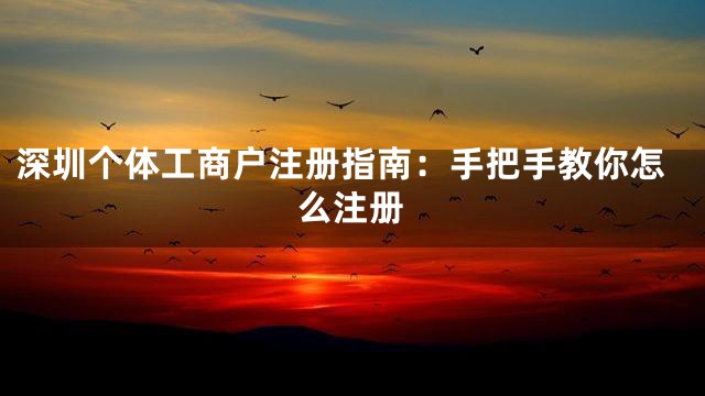 深圳个体工商户注册指南：手把手教你怎么注册