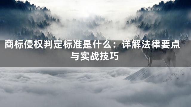 商标侵权判定标准是什么：详解法律要点与实战技巧