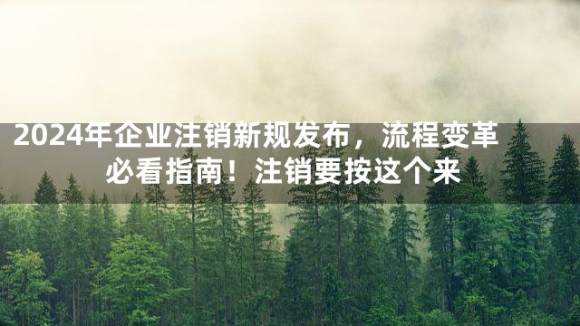 2024年企业注销新规发布，流程变革必看指南！注销要按这个来
